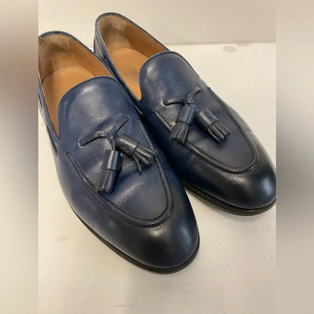 Salvatore Ferragamo Made in Italy Tassel Loafer‎ in Blue Size 10 1/2 EE $995